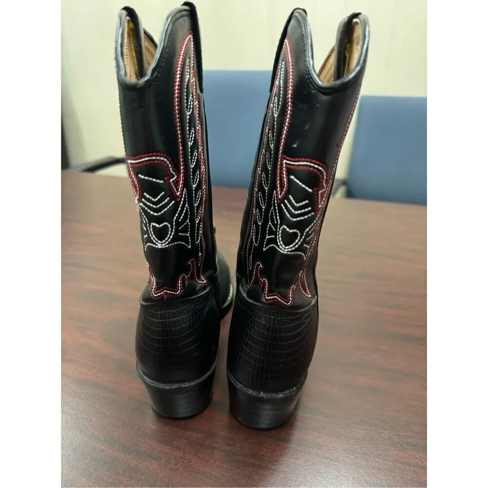Durango Youth Black Lizard Print Cowboy Boots Size 3.5